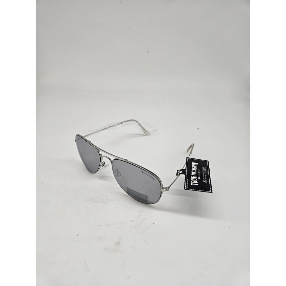 True Religion Silver Mirrored Lens Aviator Sunglasses